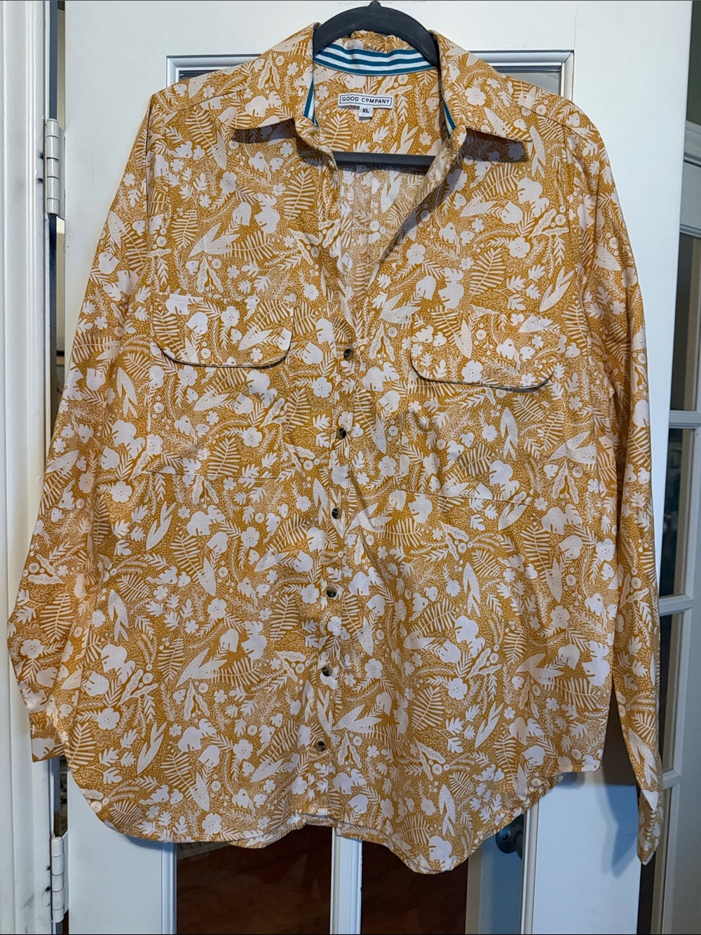 Women's Button-Down Shirt — Mustard Floral